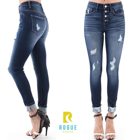 🆕Distressed High Waist Dark Ankle Skinny Jeans🆕 - Picture 7 of 8